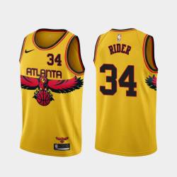 Yellow_City Isaiah Rider Hawks #34 Twill Basketball Jersey FREE SHIPPING