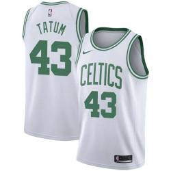 White Earl Tatum Twill Basketball Jersey -Celtics #43 Tatum Twill Jerseys, FREE SHIPPING