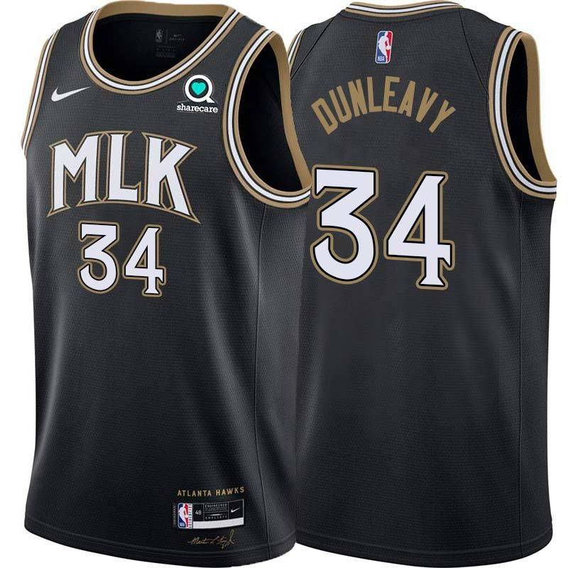 Black_City Mike Dunleavy Hawks #34 Twill Basketball Jersey FREE SHIPPING