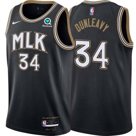 Black_City Mike Dunleavy Hawks #34 Twill Basketball Jersey FREE SHIPPING