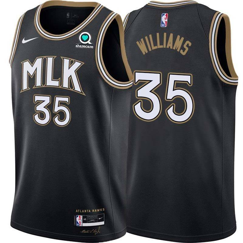 Black_City Sly Williams Hawks #35 Twill Basketball Jersey FREE SHIPPING