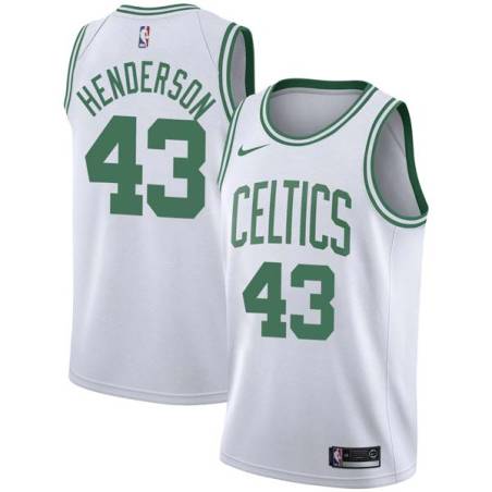 White Gerald Henderson Twill Basketball Jersey -Celtics #43 Henderson Twill Jerseys, FREE SHIPPING