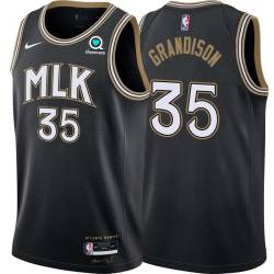 Black_City Ron Grandison Hawks #35 Twill Basketball Jersey FREE SHIPPING