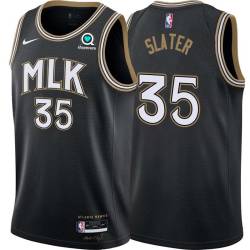 Black_City Reggie Slater Hawks #35 Twill Basketball Jersey FREE SHIPPING