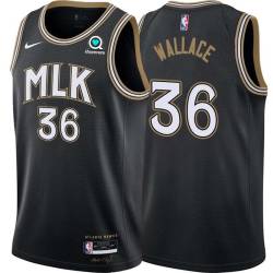 Black_City Rasheed Wallace Hawks #36 Twill Basketball Jersey FREE SHIPPING