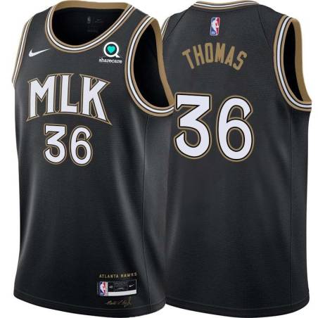 Black_City Etan Thomas Hawks #36 Twill Basketball Jersey FREE SHIPPING