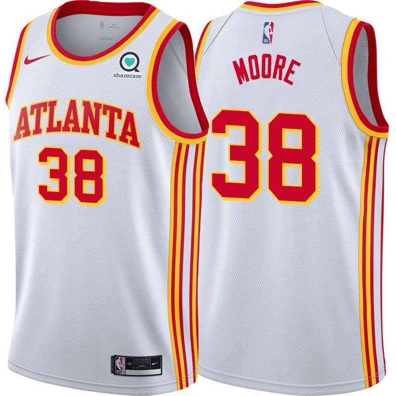 White Mikki Moore Hawks #38 Twill Basketball Jersey FREE SHIPPING