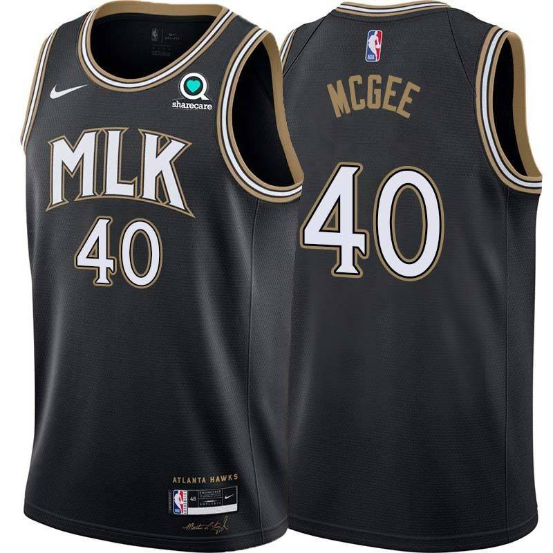 Black_City Mike McGee Hawks #40 Twill Basketball Jersey FREE SHIPPING