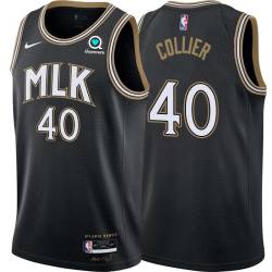 Black_City Jason Collier Hawks #40 Twill Basketball Jersey FREE SHIPPING