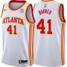 White Tom Barker Hawks #41 Twill Basketball Jersey FREE SHIPPING