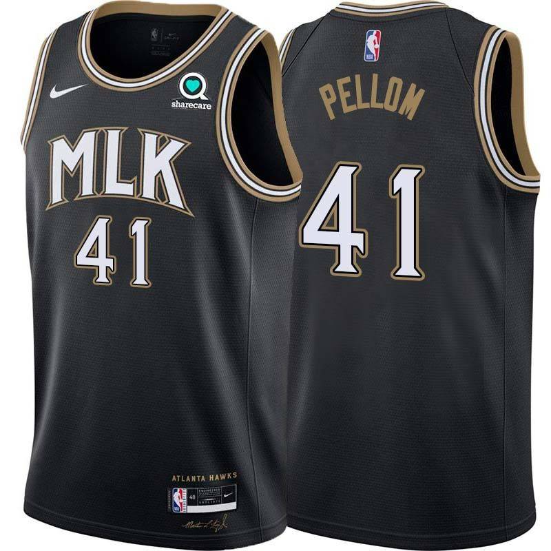 Black_City Sam Pellom Hawks #41 Twill Basketball Jersey FREE SHIPPING