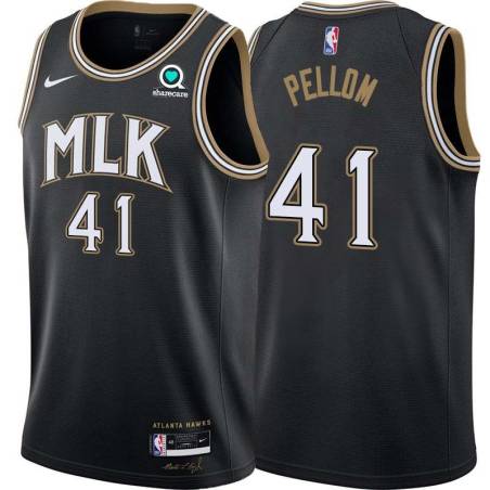 Black_City Sam Pellom Hawks #41 Twill Basketball Jersey FREE SHIPPING