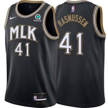 Black_City Blair Rasmussen Hawks #41 Twill Basketball Jersey FREE SHIPPING