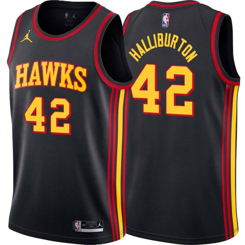 Black Jeff Halliburton Hawks #42 Twill Basketball Jersey FREE SHIPPING