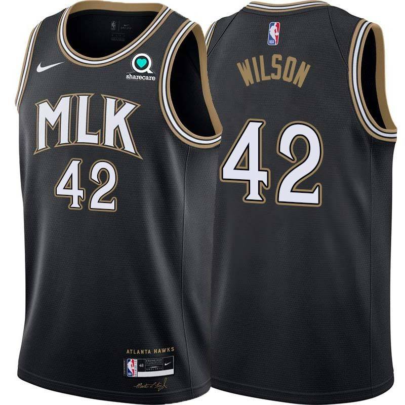 Black_City Rick Wilson Hawks #42 Twill Basketball Jersey FREE SHIPPING