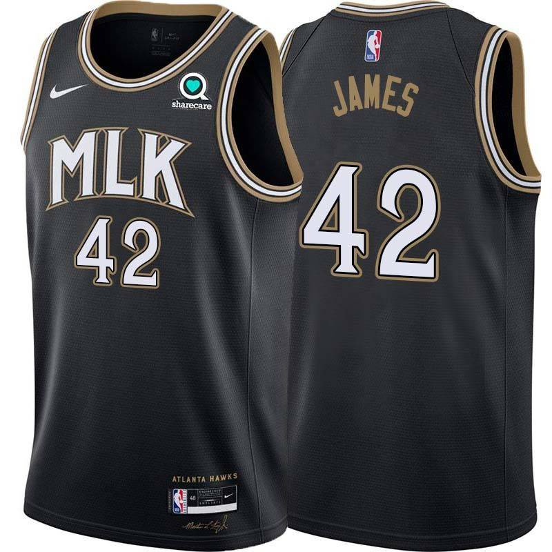 Black_City Henry James Hawks #42 Twill Basketball Jersey FREE SHIPPING