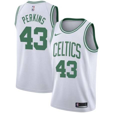 White Kendrick Perkins Twill Basketball Jersey -Celtics #43 Perkins Twill Jerseys, FREE SHIPPING