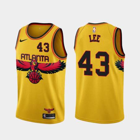 Yellow_City Clyde Lee Hawks #43 Twill Basketball Jersey FREE SHIPPING