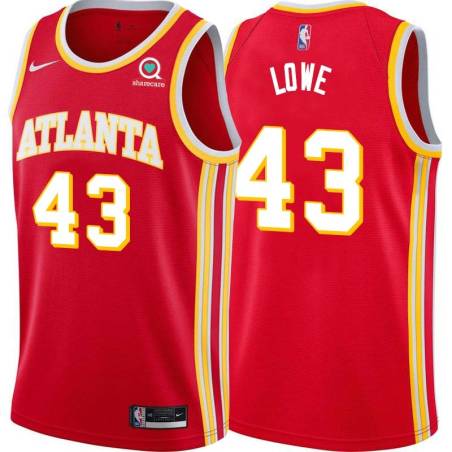 Torch_Red Sidney Lowe Hawks #43 Twill Basketball Jersey FREE SHIPPING