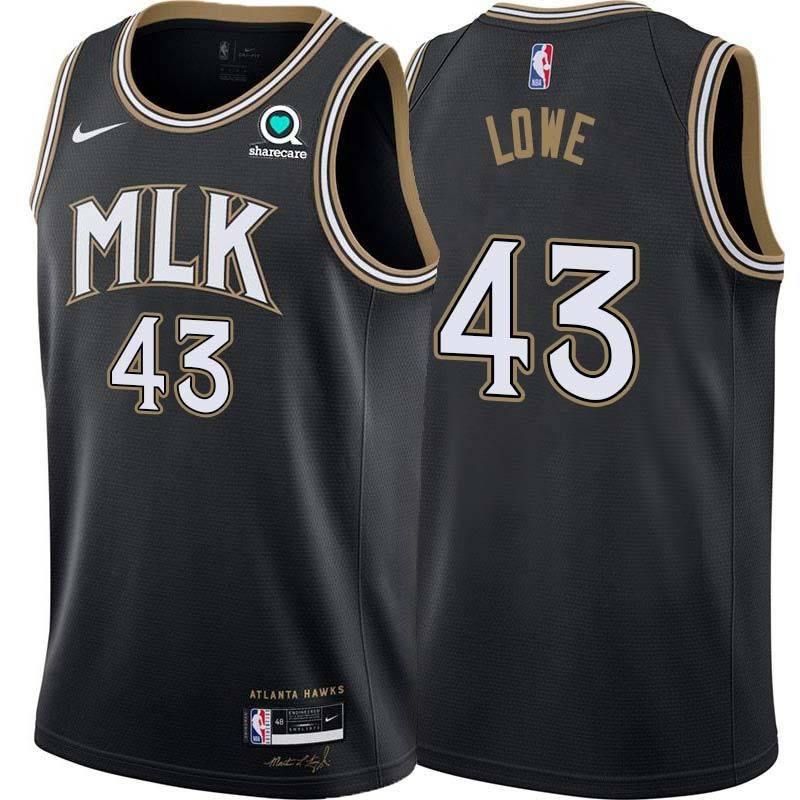 Black_City Sidney Lowe Hawks #43 Twill Basketball Jersey FREE SHIPPING