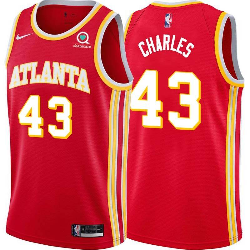 Torch_Red Lorenzo Charles Hawks #43 Twill Basketball Jersey FREE SHIPPING