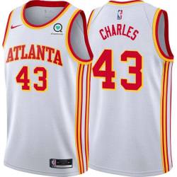 White Lorenzo Charles Hawks #43 Twill Basketball Jersey FREE SHIPPING