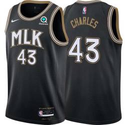 Black_City Lorenzo Charles Hawks #43 Twill Basketball Jersey FREE SHIPPING