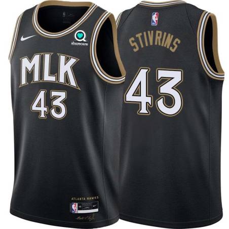 Black_City Alex Stivrins Hawks #43 Twill Basketball Jersey FREE SHIPPING