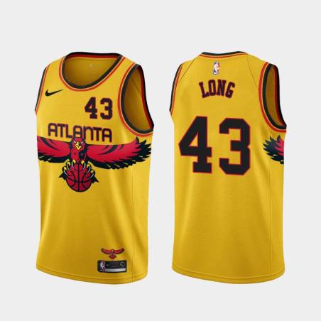 Yellow_City Grant Long Hawks #43 Twill Basketball Jersey FREE SHIPPING