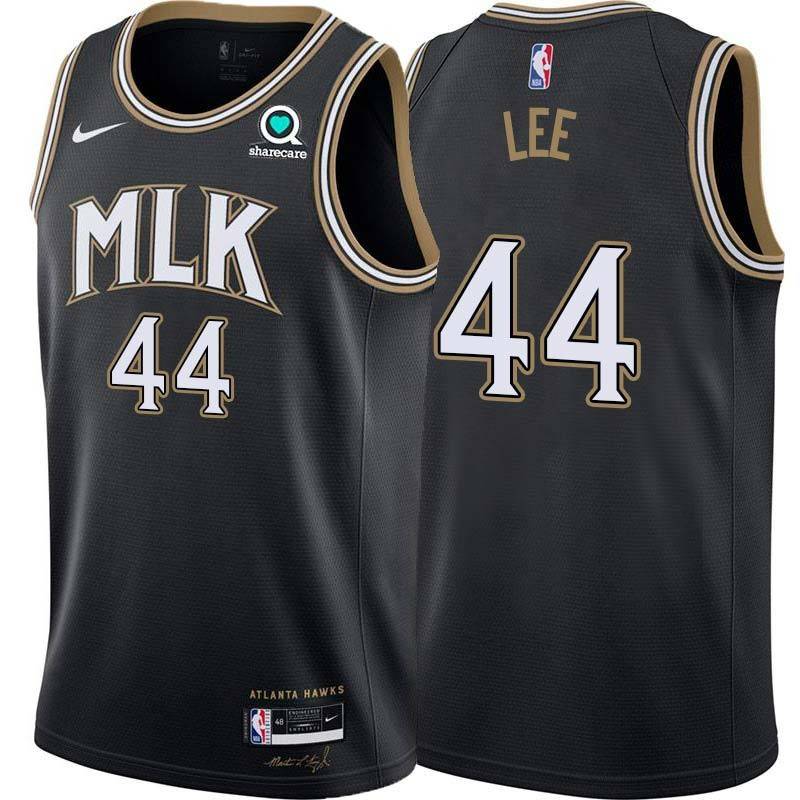 Black_City Ron Lee Hawks #44 Twill Basketball Jersey FREE SHIPPING