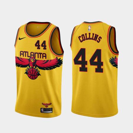 Yellow_City Art Collins Hawks #44 Twill Basketball Jersey FREE SHIPPING
