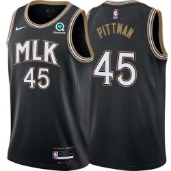 Black_City Dexter Pittman Hawks #45 Twill Basketball Jersey FREE SHIPPING