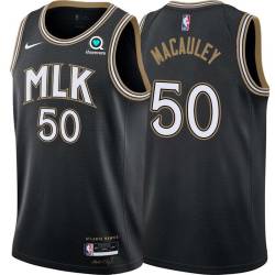 Black_City Ed Macauley Hawks #50 Twill Basketball Jersey FREE SHIPPING