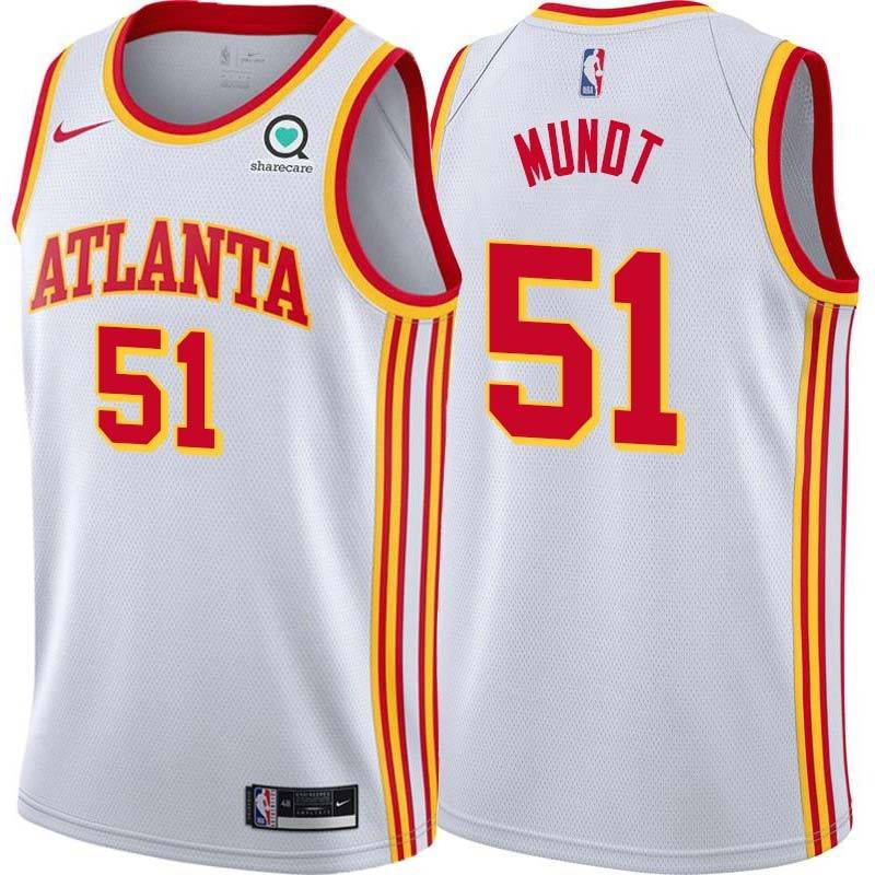 White Todd Mundt Hawks #51 Twill Basketball Jersey FREE SHIPPING