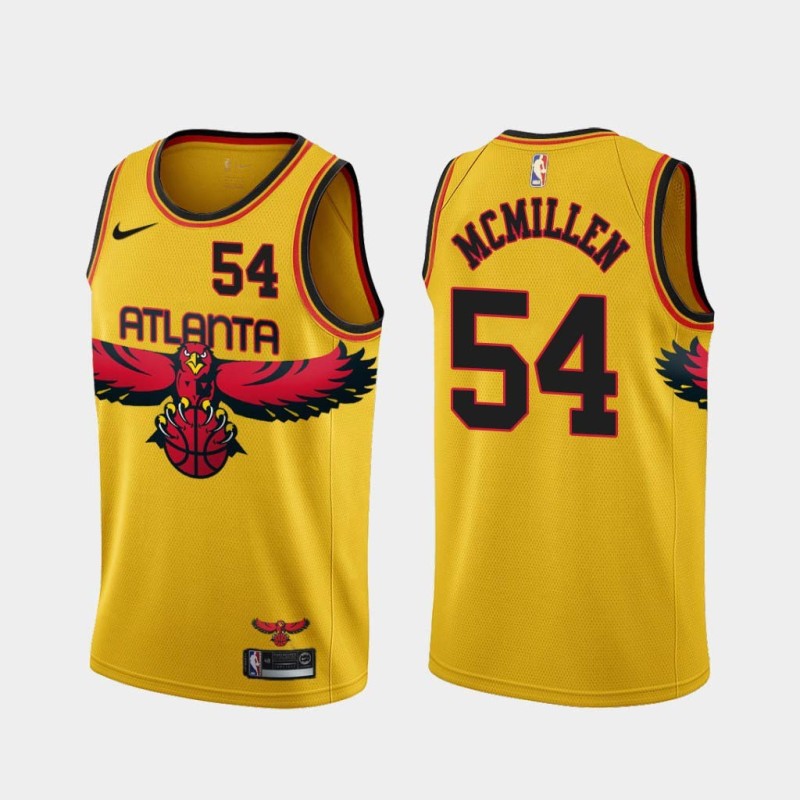 Yellow_City Tom McMillen Hawks #54 Twill Basketball Jersey FREE SHIPPING
