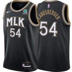 Black_City Mark Landsberger Hawks #54 Twill Basketball Jersey FREE SHIPPING