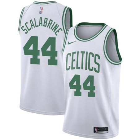 White Brian Scalabrine Twill Basketball Jersey -Celtics #44 Scalabrine Twill Jerseys, FREE SHIPPING