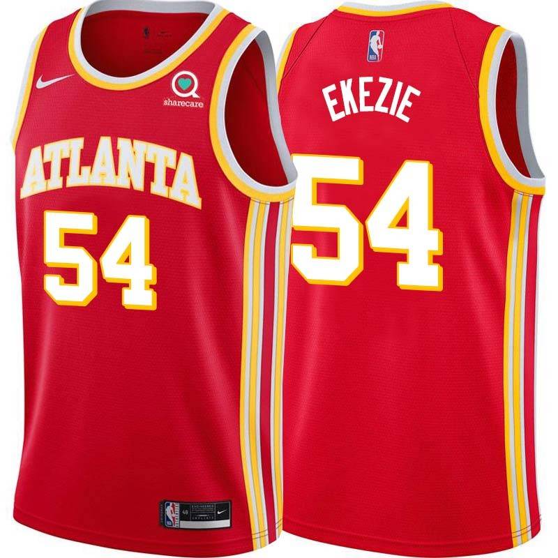 Torch_Red Obinna Ekezie Hawks #54 Twill Basketball Jersey FREE SHIPPING