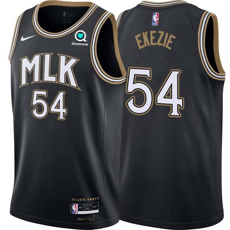 Black_City Obinna Ekezie Hawks #54 Twill Basketball Jersey FREE SHIPPING