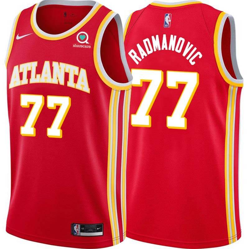 Torch_Red Vladimir Radmanovic Hawks #77 Twill Basketball Jersey FREE SHIPPING