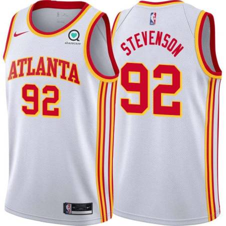 White DeShawn Stevenson Hawks #92 Twill Basketball Jersey FREE SHIPPING