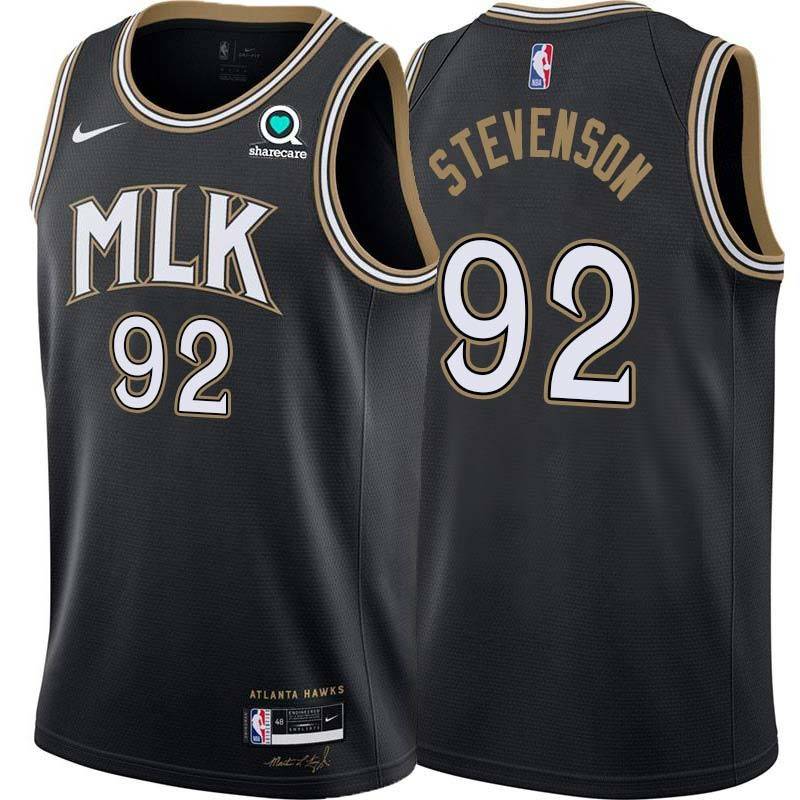 Black_City DeShawn Stevenson Hawks #92 Twill Basketball Jersey FREE SHIPPING