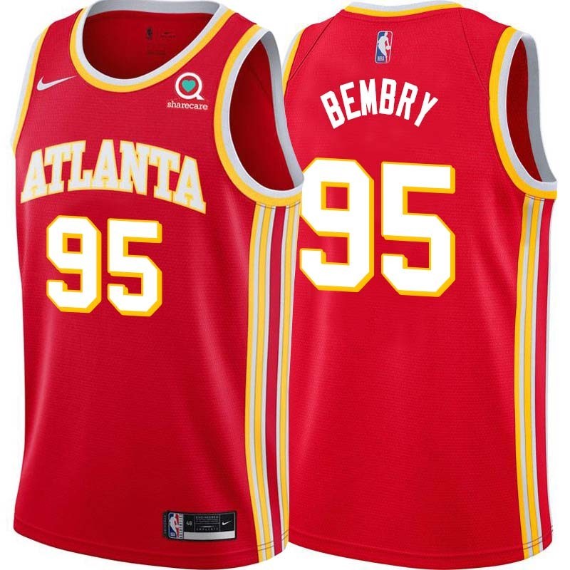 Torch_Red DeAndre Bembry Hawks #95 Twill Basketball Jersey FREE SHIPPING