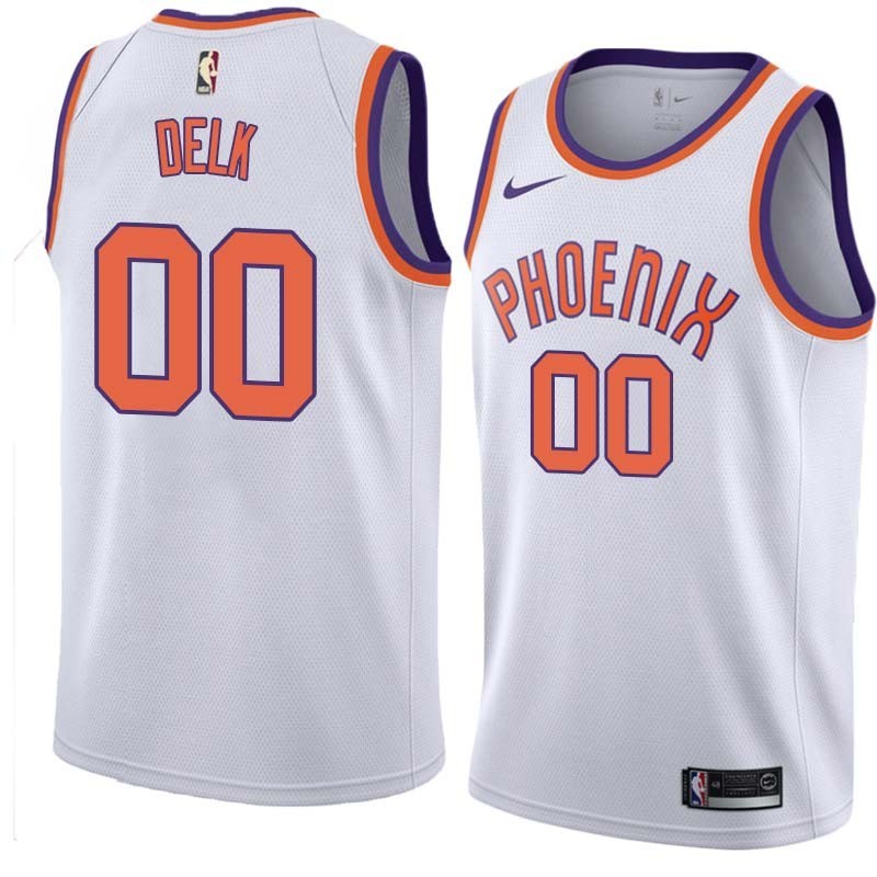 White Tony Delk SUNS #00 Twill Basketball Jersey FREE SHIPPING