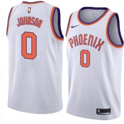 White Orlando Johnson SUNS #0 Twill Basketball Jersey FREE SHIPPING