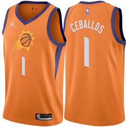 Orange Cedric Ceballos SUNS #1 Twill Basketball Jersey FREE SHIPPING