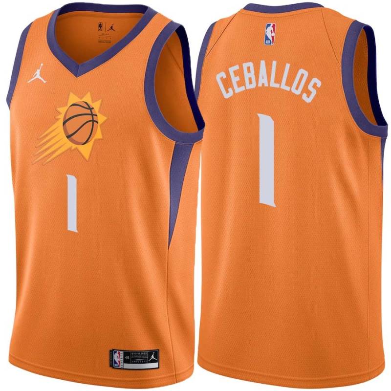 Orange Cedric Ceballos SUNS #1 Twill Basketball Jersey FREE SHIPPING