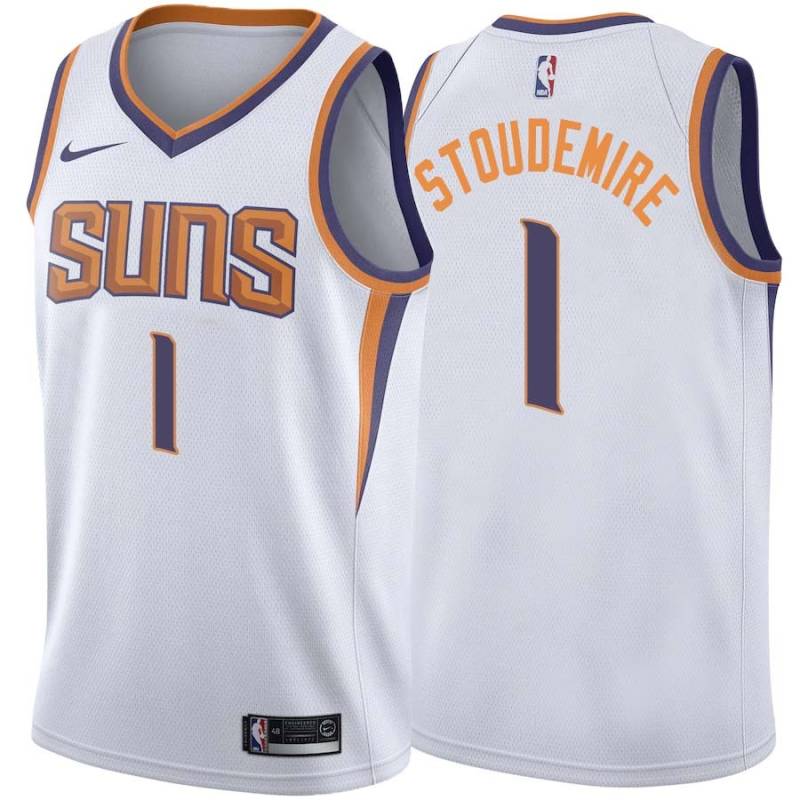 White2 Amar'e Stoudemire SUNS #1 Twill Basketball Jersey FREE SHIPPING