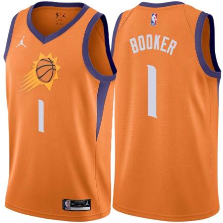 Orange Devin Booker SUNS #1 Twill Basketball Jersey FREE SHIPPING