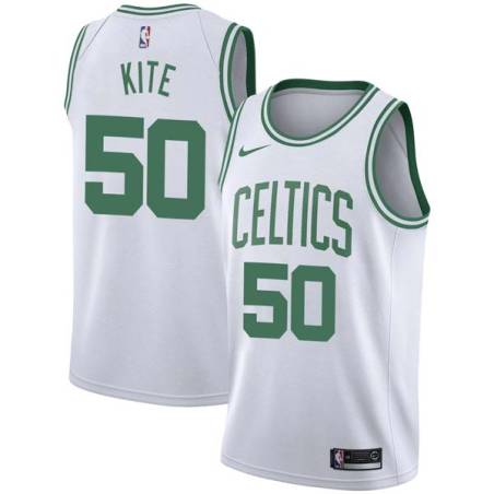 White Greg Kite Twill Basketball Jersey -Celtics #50 Kite Twill Jerseys, FREE SHIPPING
